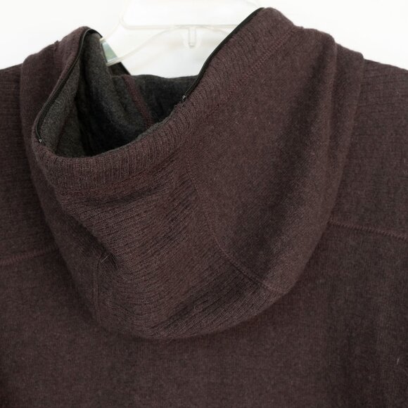Mountain Hardwear Wool Hoodie Mens Fully Zip Knit Maroon Face Cover Hooded Coat - Picture 10 of 15